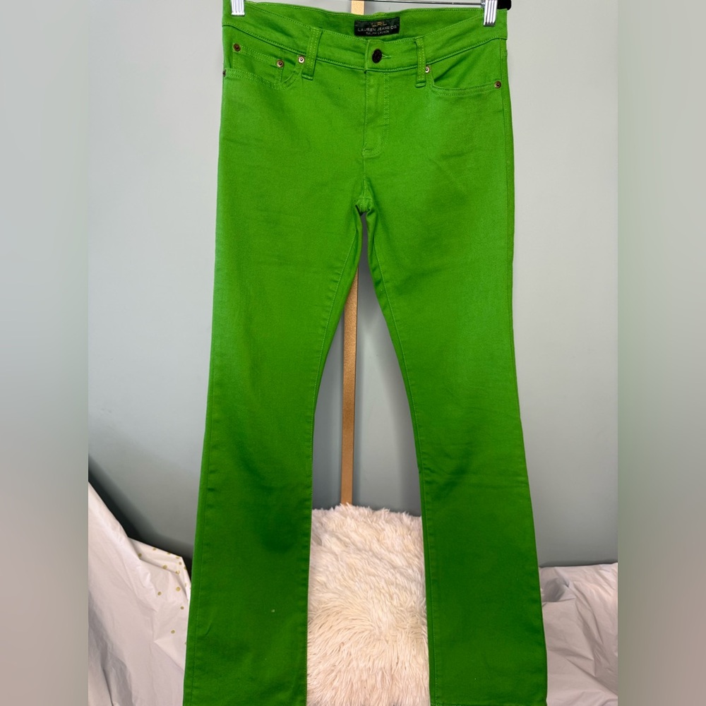Ralph Lauren Green Straight Leg Jeans with Vibrant Style